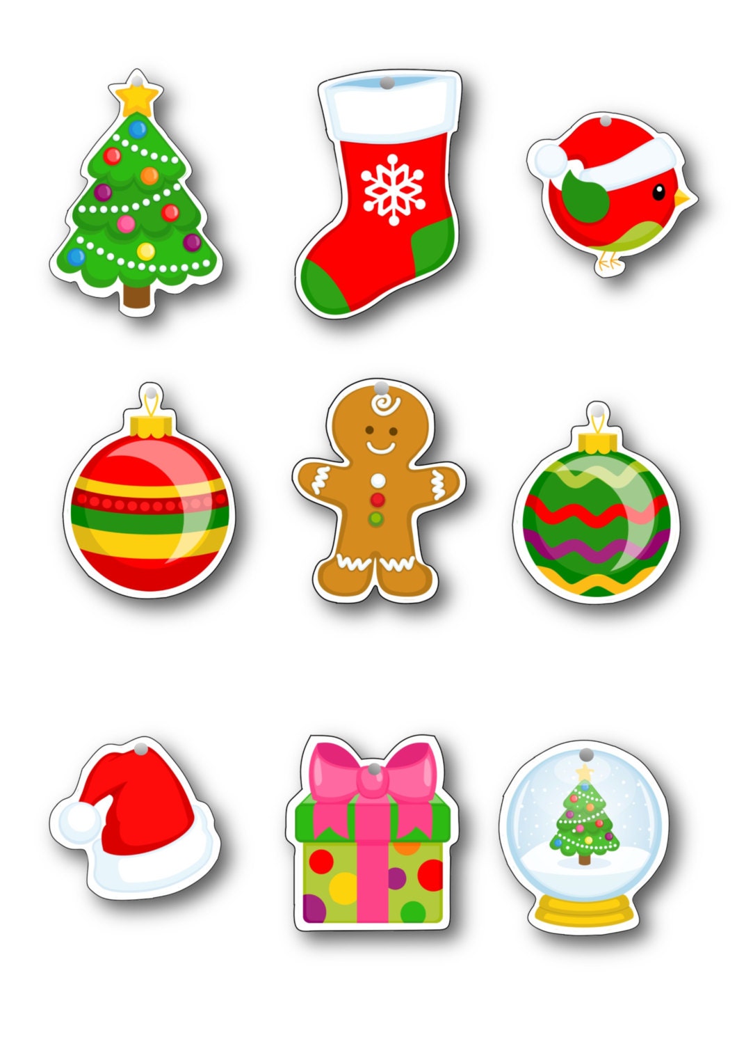 Christmas gift tags colourful christmas shapes xmas icons pack | Etsy