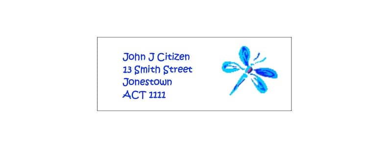 Aqua Dragonfly labels Custom return address labels insect dragonfly wildlife matte or gloss finish personalised