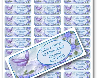 Butterfly Garden labels Custom return address labels butterfly floral insect design matte or gloss finish personalised