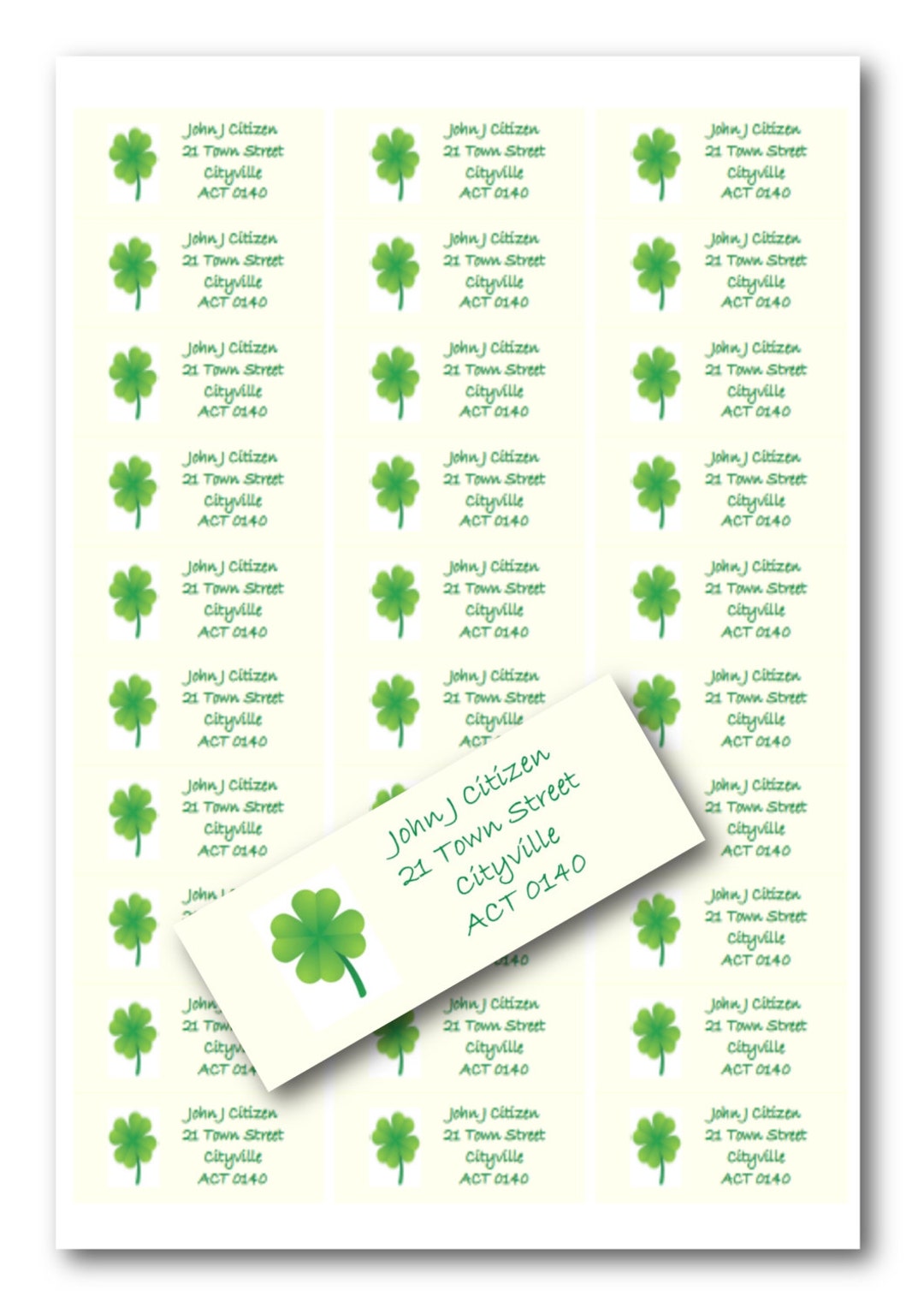 personalized st patricks day shamrock address labels 60