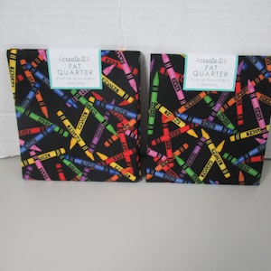 Crayons  allover Fabric Traditions  you get 2 fat quaters 18 by 21 each and is cotton quilt fabric that has multi color crayons.