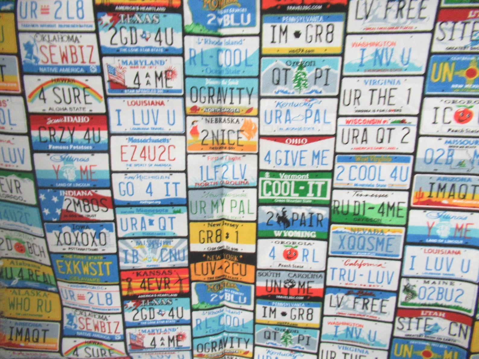 License Plates Allover 100 Cotton Fabric That Has All Plates Etsy