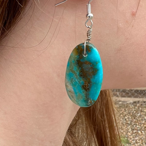 Handmade SS Kingman Turquoise Earrings main image 1