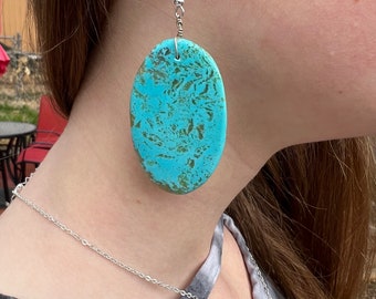 Kingman Turquoise Slab Earrings