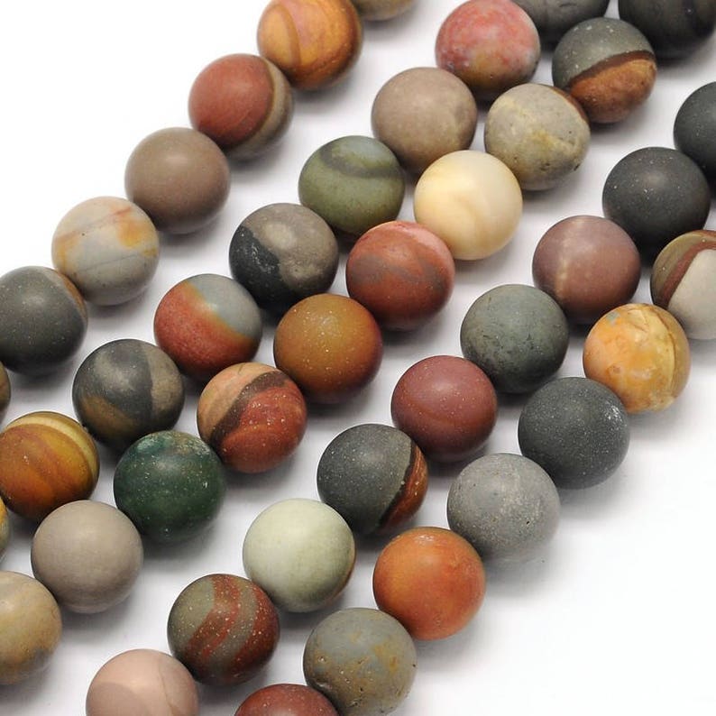 Agate 10mm polychrome frosted matte frosted matte round natural polychrome beads 37 beads by strand