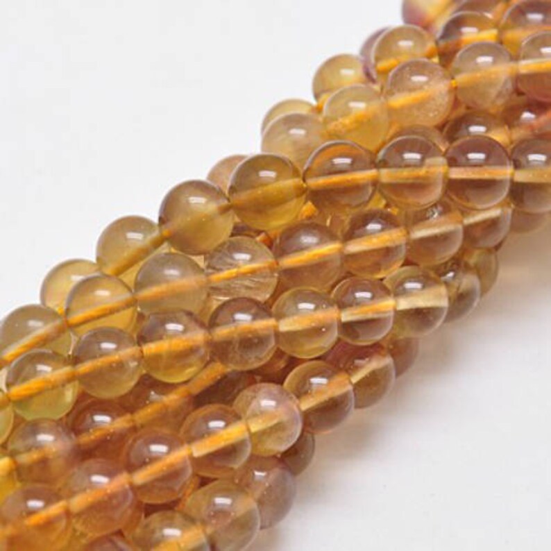 Fluorite 6mm yellow 61 beads by strand round natural yellow fluorite beads