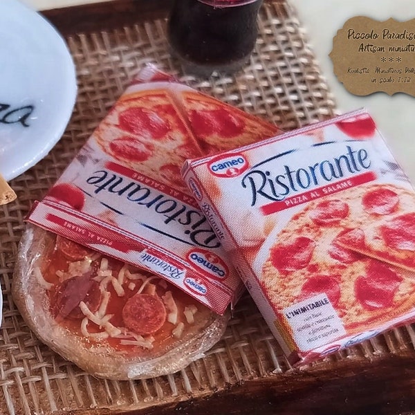 1:12 Scale - Artisan Handmade  Miniature, Realistic Miniature Food for the Dollhouse, Italian Pizza salamino surgelata