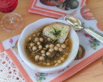 1:12 Scale - Artisan Handmade Miniature, Realistic Miniature Food for the Dollhouse, Chickpea soup