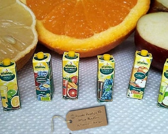 1:12 Scale - Artisan Handmade Miniature, Realistic Miniature Food for the Dollhouse,  fruit juice carton