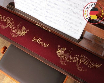 Key Runner Personalized Piano Runner Keyboard Cover Embroidered 100% Wool Bordeaux Red 810