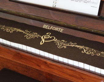 Piano Runner Keyboard Maker Keyboard Cover for Piano Keyboard Ceiling Embroidered 100% Wool Brown 420