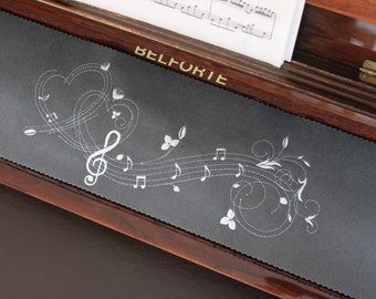 Klavierläufer Tastenläufer Tastaturabdeckung für Klavier Tastendecke bestickt 100% Wolle Grau 360