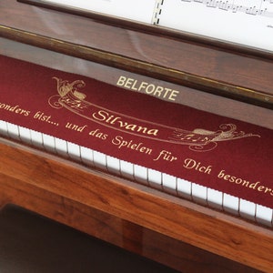 Individualized piano runner key runner keyboard cover for piano key cover embroidered 100% wool Bordeaux red 021