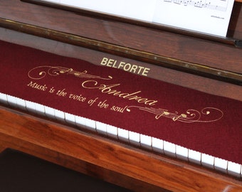 Klavierläufer Keyboard runner Keyboard cover for piano Keyboard ceiling embroidered 100% wool Bordeaux red 040.1 individualized