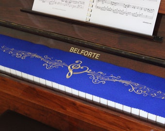 Piano Runner Keyboard Maker Keyboard Cover for Piano Keyboard Ceiling Embroidered 100% Wool Blue 420