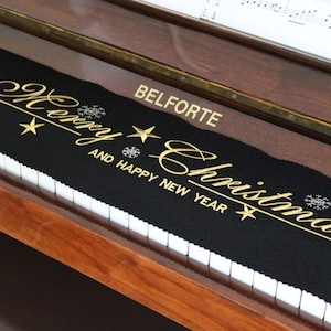 Piano Runner Keyboard Keyboard Cover for Piano Keyboard Ceiling Embroidered 100% Wool Black Merry Christmas 510