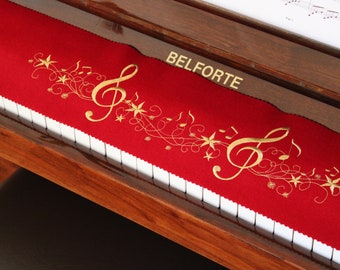 Piano Runner Keyboard Maker Keyboard Cover for Piano Keyboard Ceiling Embroidered 100% Wool Red 250