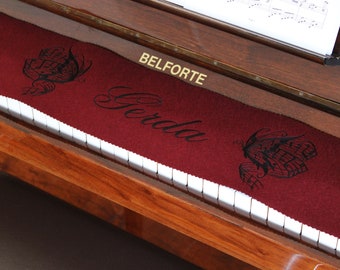 Customized Piano Runner Keyboard Maker Keyboard Cover for Piano Keyboard Ceiling Embroidered 100% Wool Bordeaux Red 270