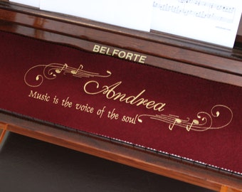 Personalized piano key cover runner – 100% wool – with name & music motif – 16 colors – perfect gift – bestseller! 040.1