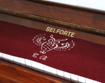 Klavierläufer Keyboard runner Keyboard cover for piano Keyboard ceiling embroidered 100% wool Bordeaux red 340.1 individualized