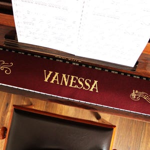 Felt Piano Runner – Custom Embroidered with Name & Musical Notes | 130 × 16 cm | 100% Wool Felt