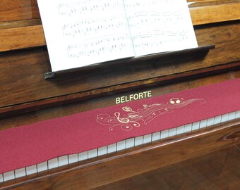 Klavierläufer Keyboard runner Keyboard cover for piano Keyboard ceiling embroidered 100 % pure wool felt Bordeaux red 050