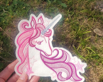 Large Unicorn Embroidered Patch – 6.3&quot;x5.9&quot;, Handmade on Wool Felt – Magical Fantasy Applique for Clothes, Bags & DIY Decor