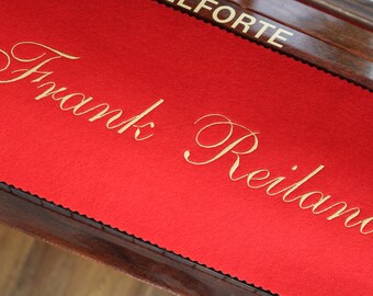 Klavierläufer Keyboard runner Keyboard cover for piano Keyboard cover embroidered 100% wool red individualized with desired text 090.1