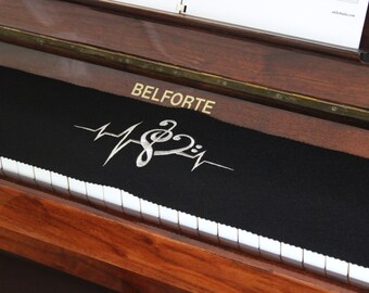 Piano Runner Keyboard Keyboard Cover for Piano Keyboard Ceiling Embroidered with Motif made of 100% Wool Black 010