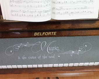 Piano Runner Keyboard Keyboard Cover for Piano Keyboard Ceiling Embroidered 100% Wool Grey 040