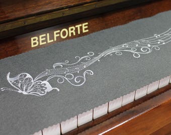 Piano Runner Keyboard Keyboard Cover for Piano Keyboard Ceiling Embroidered 100% Wool Grey 005