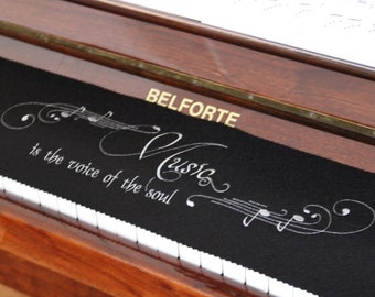 Piano Runner Keyboard Keyboard Cover for Piano Keyboard Ceiling Embroidered 100% Wool Black 040