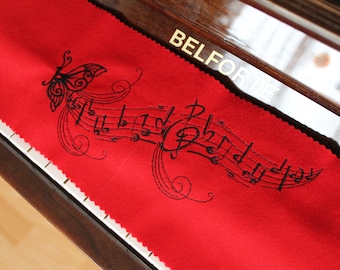 Piano Runner Keyboard Maker Keyboard Cover for Piano Keyboard Ceiling Embroidered 100% Wool Red 260