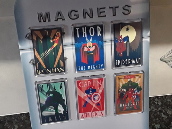 Hulk Iron Man Thor Marvel Comics Retro Fridge Magnet Set