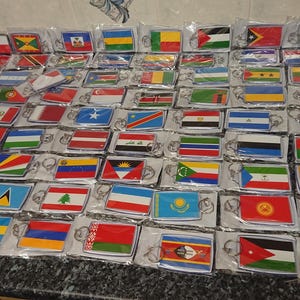Choice of World Flag Jumbo Keyring, England, USA, Italy, France, Spain, Canada, Mexico and Many More