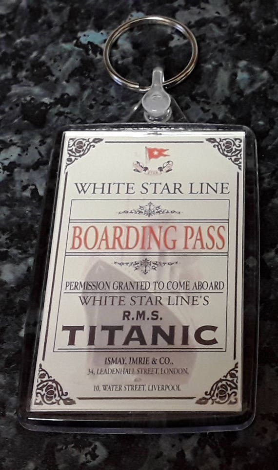 Titanic Boarding Pass Jumbo Keyring and Friddge Magnet Set 1912 Ticket Replica