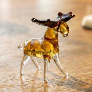 Handmade Moose, Tiny Glass Animals, Moose Decor, Glass Animals, Moose Gifts, Miniature Glass Animals, Moose Figurine, Mini Glass Figurine