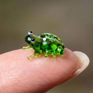 ガラスのカエル、カエルのギフト、ガラスの動物の置物、ガラスの動物、小さなガラスの動物、ミニチュアのガラスの動物、かわいいカエル、ランプワークガラス