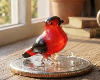 Tiny Glass Animals, Cardinal Gifts, Mini Glass Animals, Glass Bird Figurine, Red Bird, Handmade Glass Cardinal, Glass Bird, Bird Lover Gifts