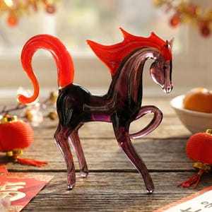 Estatueta de Cavalo de Vidro para o Ano Novo Chinês – Escultura de Vidro Soprado à Mão do Ano do Cavalo, Presente Decorativo para o Ano Novo Lunar
