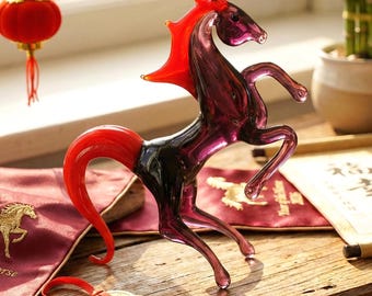 ブルームラーノガラスの馬の彫刻：本物のイタリア製装飾品 - Etsy 日本
