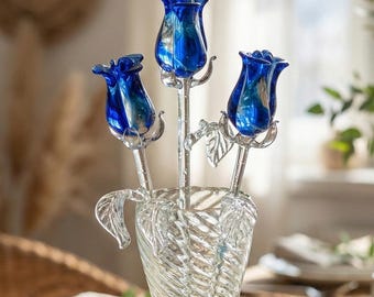 手吹きガラスの花瓶：ねじれた渦巻き模様 - Etsy 日本