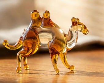 小さなガラスの動物、ラクダ、砂漠の装飾、小さなガラスの動物、ガラス