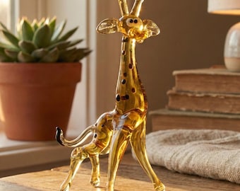 Hand Blown Glass Giraffe, Giraffe Statue, Glass Animals, Giraffe