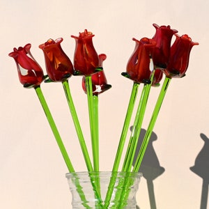 Handblown Red Glass Rose: Forever Flower Gift, Home Decor