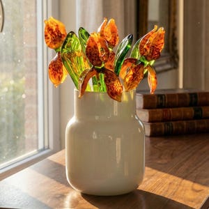 Iris de cristal, flor de nacimiento de cristal, ramo de flores de cristal, regalo del Día de la Madre, flor de nacimiento de cristal, mini flores de cristal, regalo de cumpleaños para ella