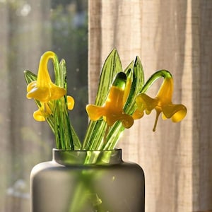 Handmade Yellow Glass Bellflower: Flamework Sculpture, Weatherproof Decor