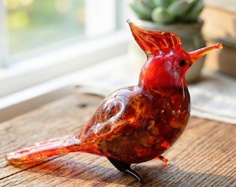 Handmade Crystal Cardinal – Mats Jonasson Art Glass Sculpture