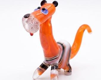 Glas Tiger Figur, Tiger Statue, Glasskulpturen, Dschungel Dekor, Dschungel Kunst, mundgeblasenes Glas, Glastiere, mundgeblasenes Glastiere, Tiger