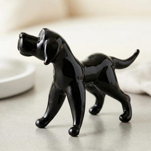 Black Glass Labrador Figurine, Black Labrador Gifts, Black Lab Art, Dog Memorial Gift, Labrador Statue, Blown Glass Animals, Black Lab Decor image 1